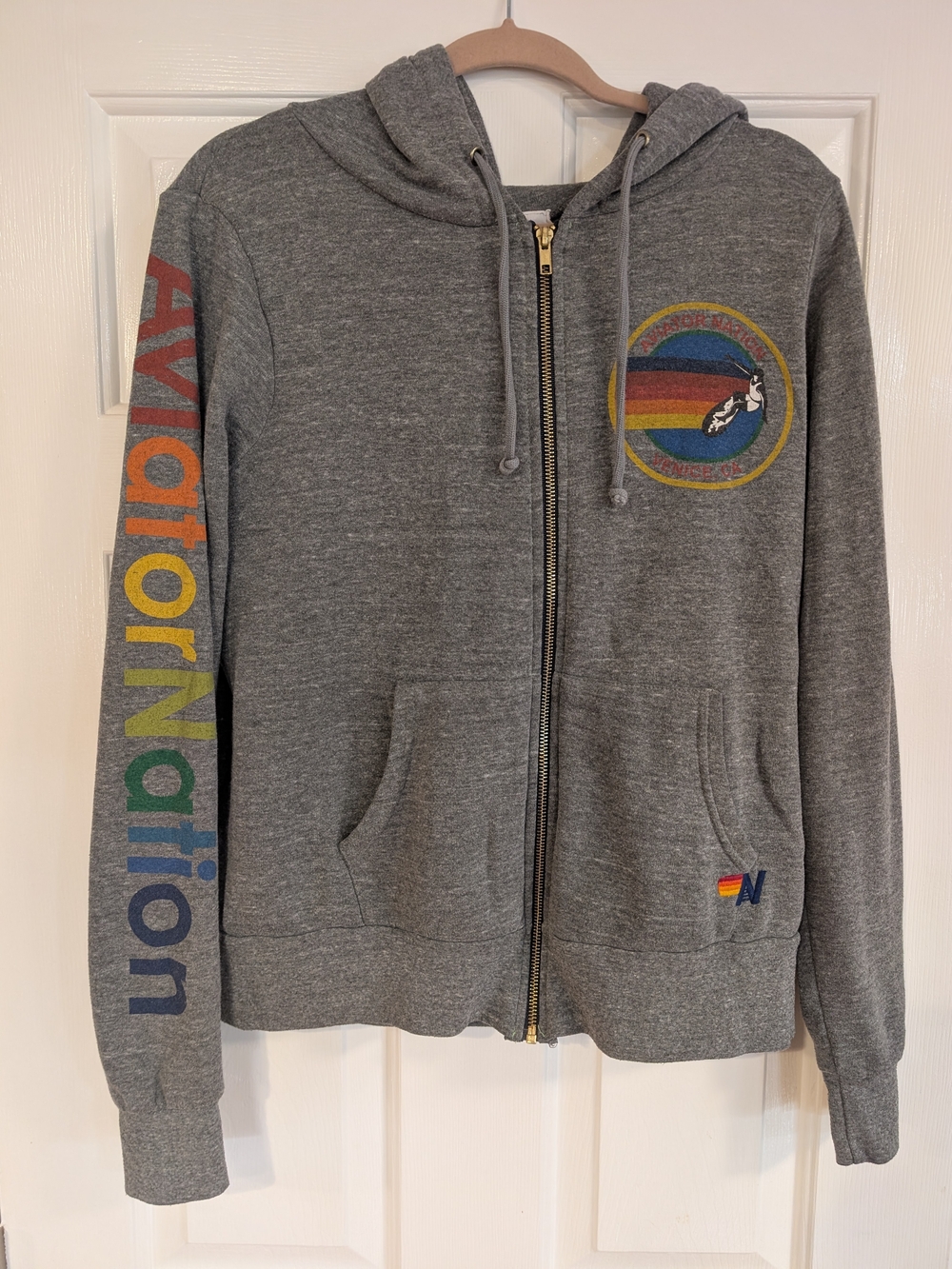 Aviator Nation Heather Grey Zip-Up Hoodie